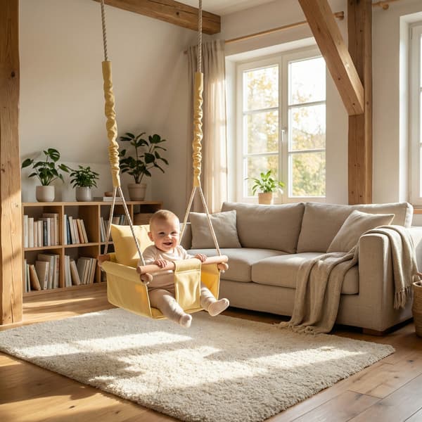 Babysvingstol gräddvit | 100% bomull | max 20kg | 150cm höjd