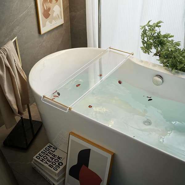 Badekarshylde transparent 80 cm | akrylmateriale | gulddetaljer