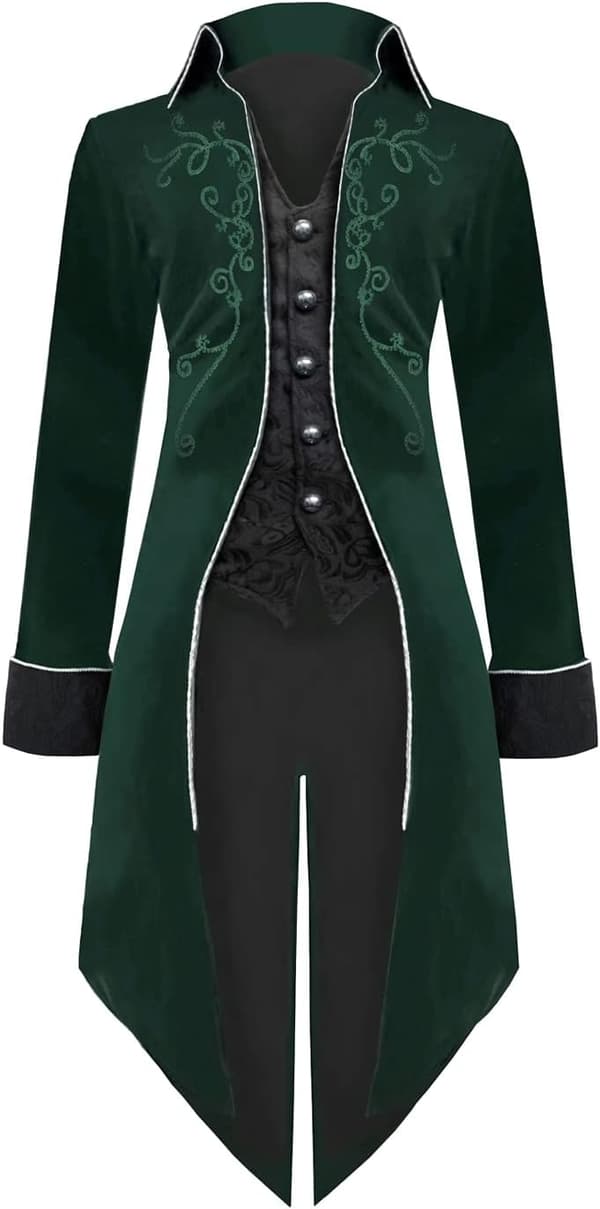 Viktoriansk långrock röd 3XL | steampunk | broderad | herr