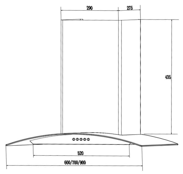 Emhættedel rustfrit stål 84cm | BT-223 | køkkeninventar
