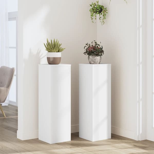 Växtställ 2 st 25x25x80 cm vit | trä | blompedestaler