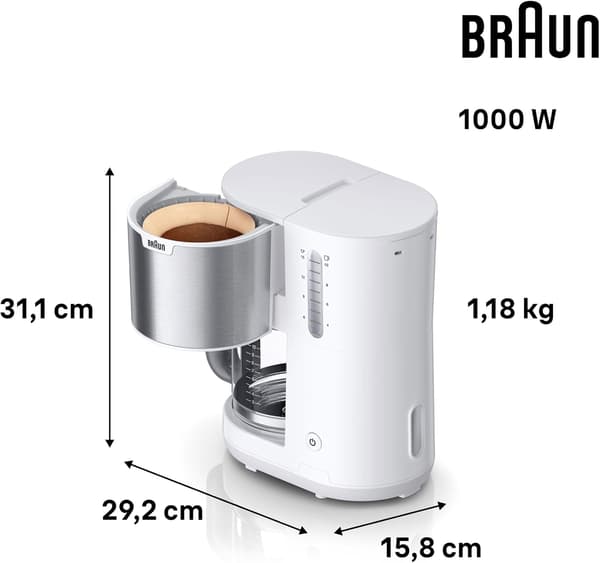 Köksmaskin kaffe | 1,2L | vit | termoskanna | 9 koppar | droppstopp