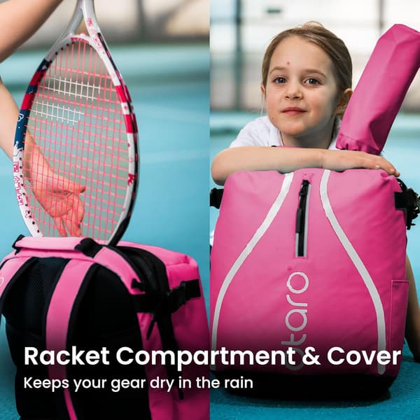 Tennisryggsäck rosa 19L | separat skofack | racktskydd