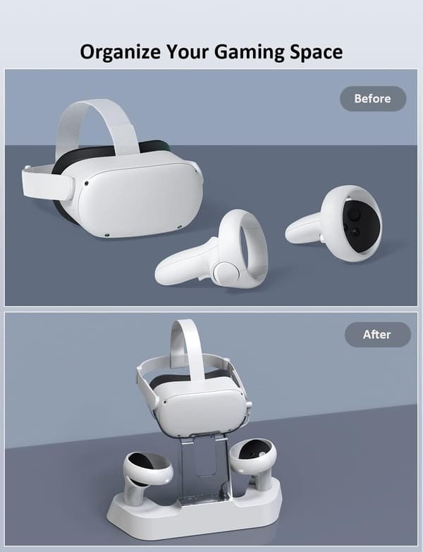 Dockningsstation VR-headset | vit | snabbladdning | batterier | Oculus Quest 2