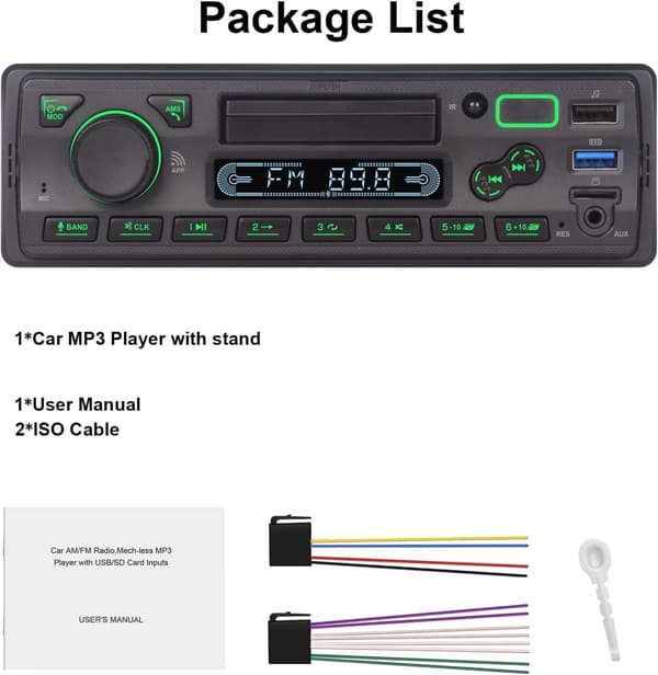 Multimediaenhet bil | Svart | Bluetooth | 1-DIN | App-styrd