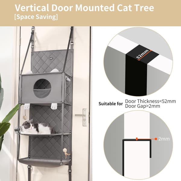 Väggklösträd katt | 4 plan | dörrmonterad | vertikal klösmöbel