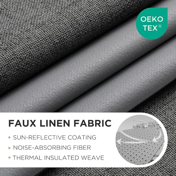 Termogardiner linne-look | 2-pack grå | 117x183 cm | 100% mörkläggning