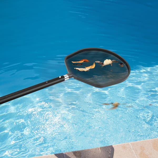 Poolskimmernet finmasket | teleskopisk | til pool og havedam | sort