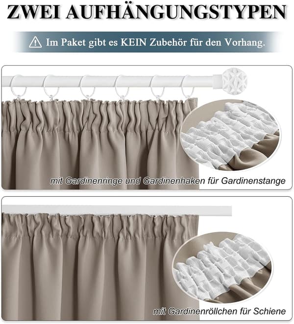 Mörkläggningsgardiner sand | 140x280 cm | 2-pack | Termisk isolering