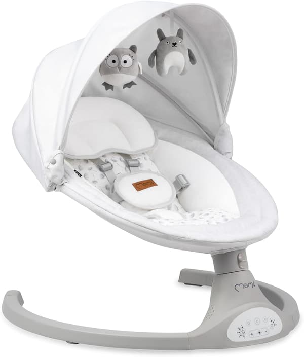Elektrisk babysitter grå | hopfällbar | Bluetooth | 9 kg kapacitet