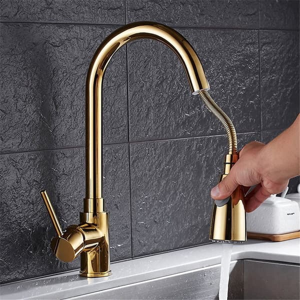 Diskbänkskran mässing | guld | utdragbar pip 82 cm