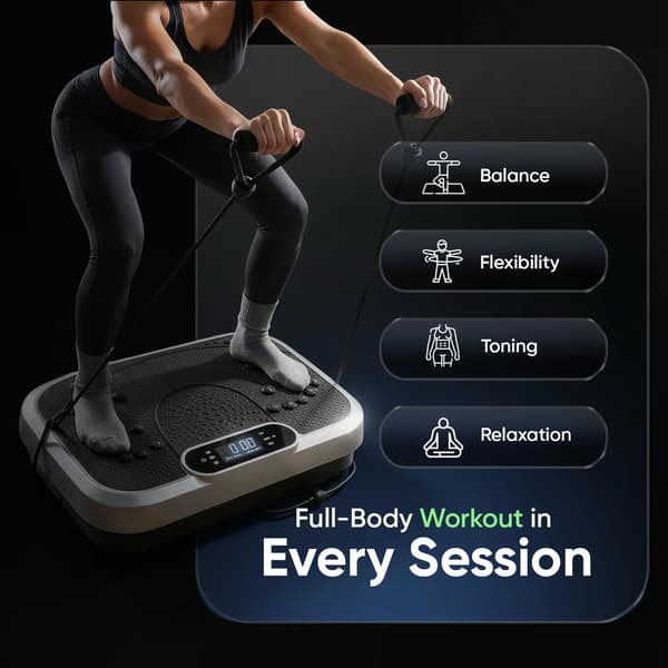 Vibrationsplade sort | 99 hastigheder | 5 programmer | Bluetooth | 5 modstandsbånd