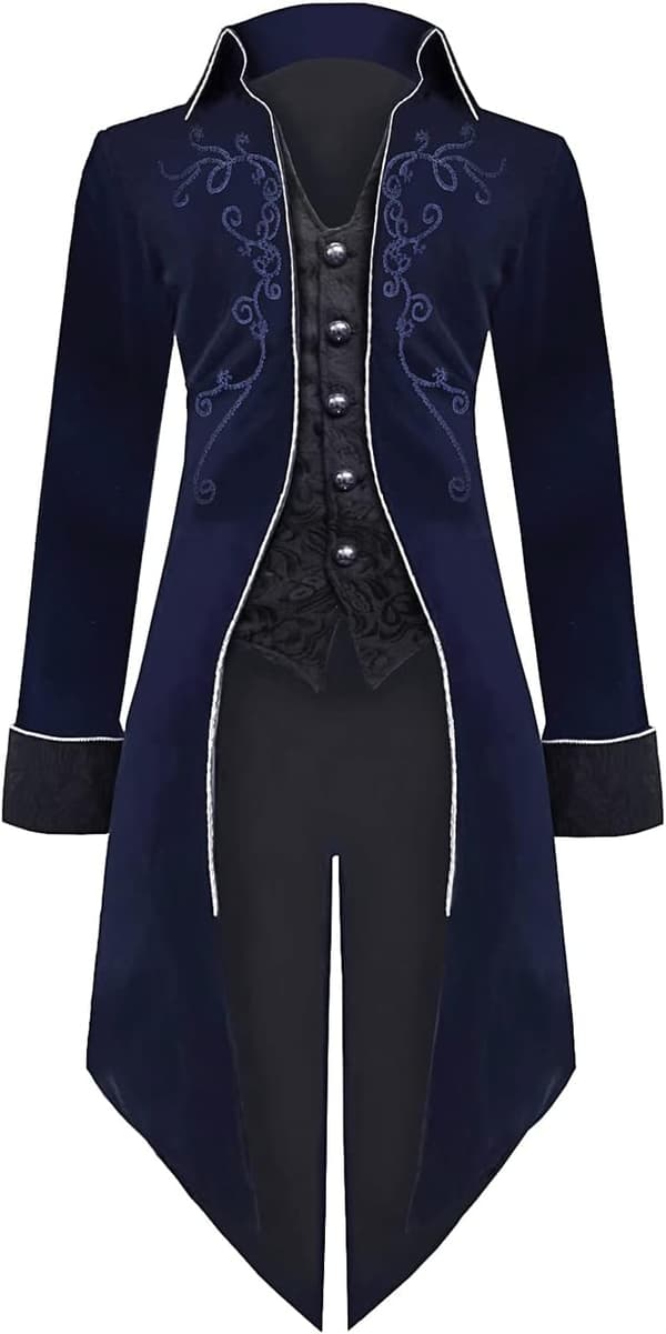 Viktoriansk långrock röd 3XL | steampunk | broderad | herr