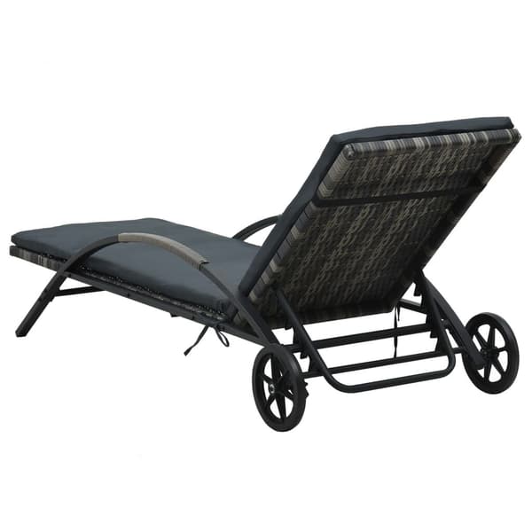 Liggestol i polyrattan | antracitgrå | ryglæn | hjul | stål