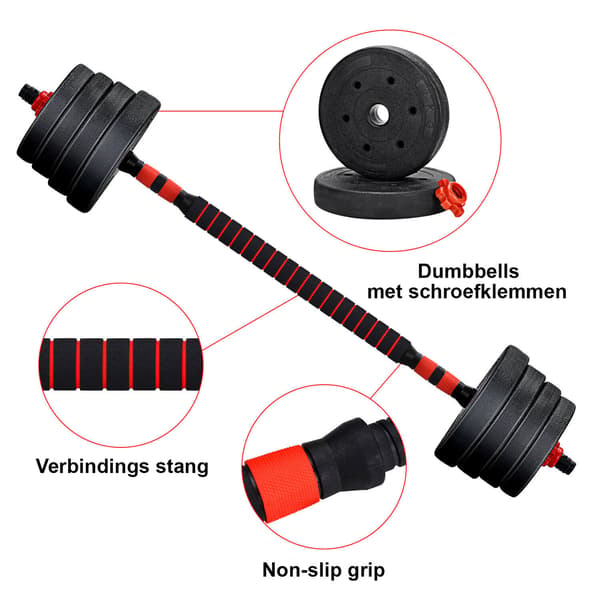 Håndvægtsæt 30 kg | justerbart | sorte vægtskiver | komposit | styrketræning