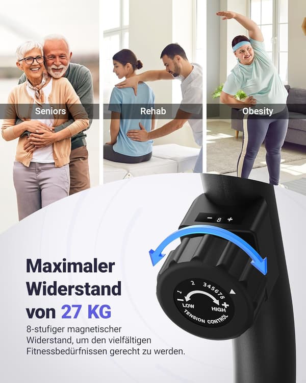 Recumbent motionscykel | 8 modstandsniveauer | Bluetooth | LCD-skærm | pulssensor
