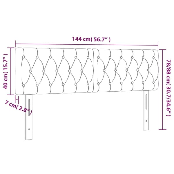 Fløjlsengegavle 2 stk | 72x7x78/88 cm | Sorte