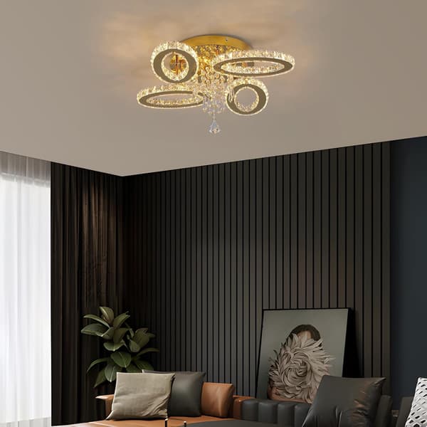 Krystalloftlampe 52cm guld | 4 ovaler | LED-belysning