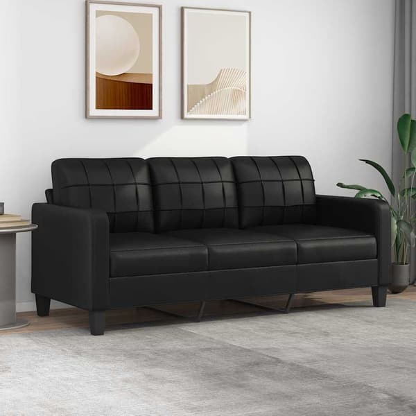 Vardagsrumssoffa 180 cm | 3-sits | svart konstläder