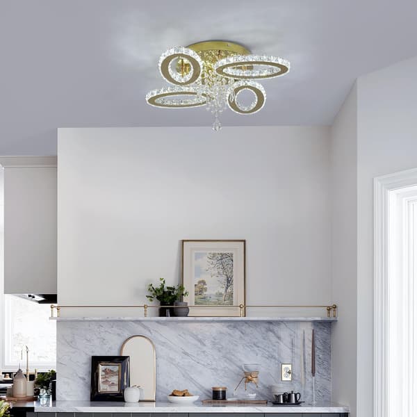Krystalloftlampe 52cm guld | 4 ovaler | LED-belysning