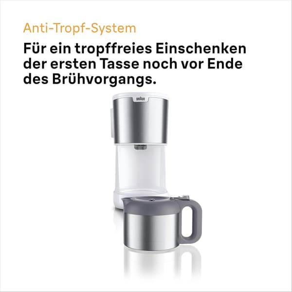 Köksmaskin kaffe | 1,2L | vit | termoskanna | 9 koppar | droppstopp