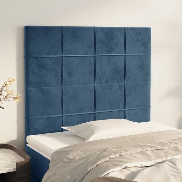 Sänggavlar 2 st mörkblå | 100x5x78/88 cm | sammet