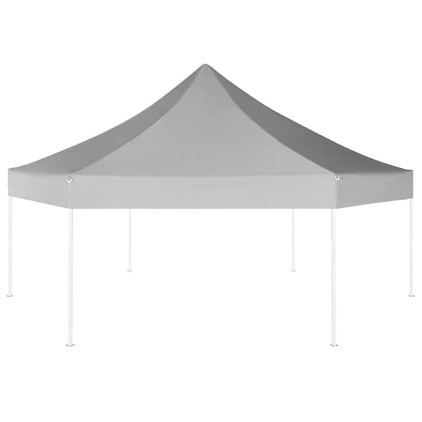 Festtelt sekskantet gråt | 3,6x3,1 m | foldbart | stål | polyester