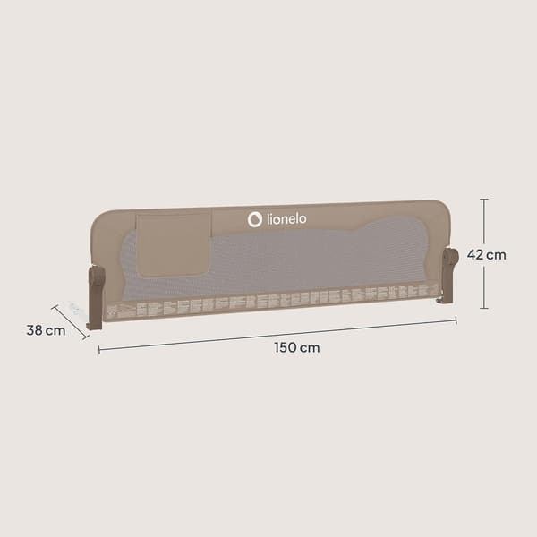 Barnsängsgrind 150 cm x 42 cm | Aluminiumram | Fällbart sängskydd
