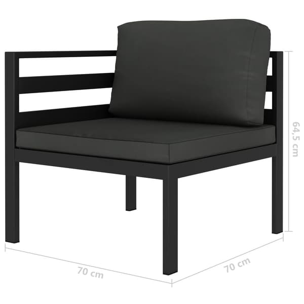 Trädgårdsmöbel 3 delar | aluminium | antracit | modulär design | kuddar