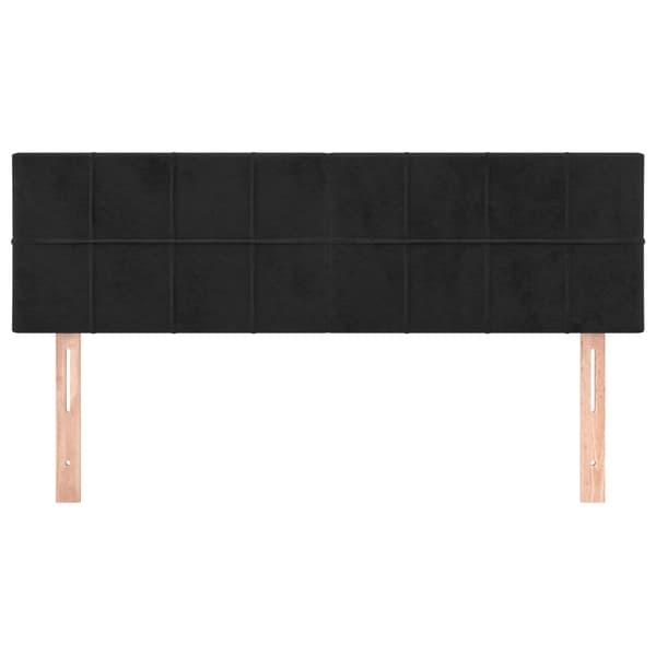 Sengegavle 2 stk. | Sort fløjl | 72x5x78/88 cm