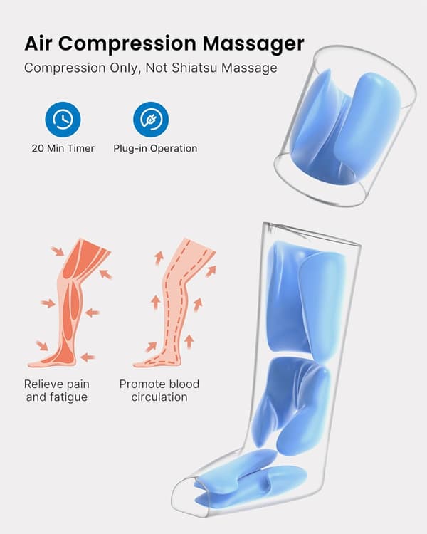 Benmassageapparat luftkompression | 6 tilstande | 4 intensitetsniveauer | fødder og lægge