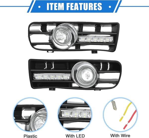 Frontgrill svart | LED-belysning | VW Golf 1997-2004 | plast