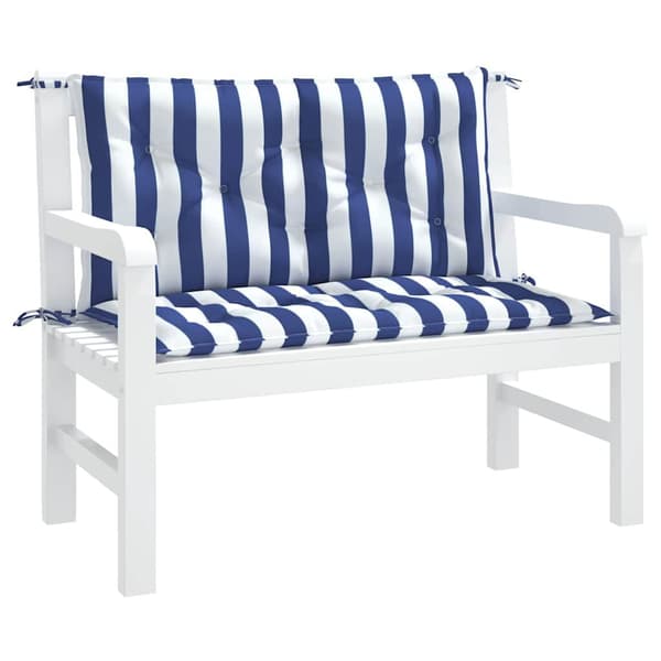Havehynder 2-pak 100x50x7 cm | stribede | hvid & blå | polyester