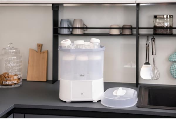 Ångsterilisator för nappflaskor | vit | 6 enheter | automatisk torkning