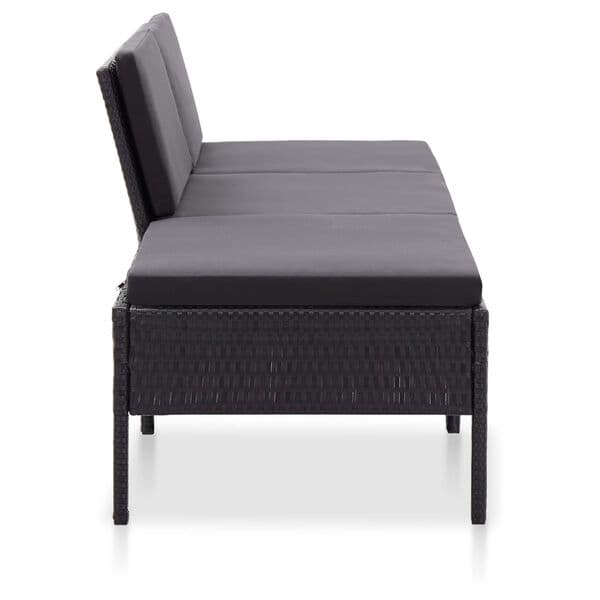 Havesæt 3 dele | sort polyrattan | terrassemøbler