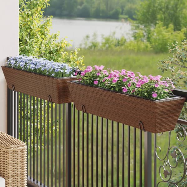 Altankasser 2 stk. | polyrattan | brun | med kroge