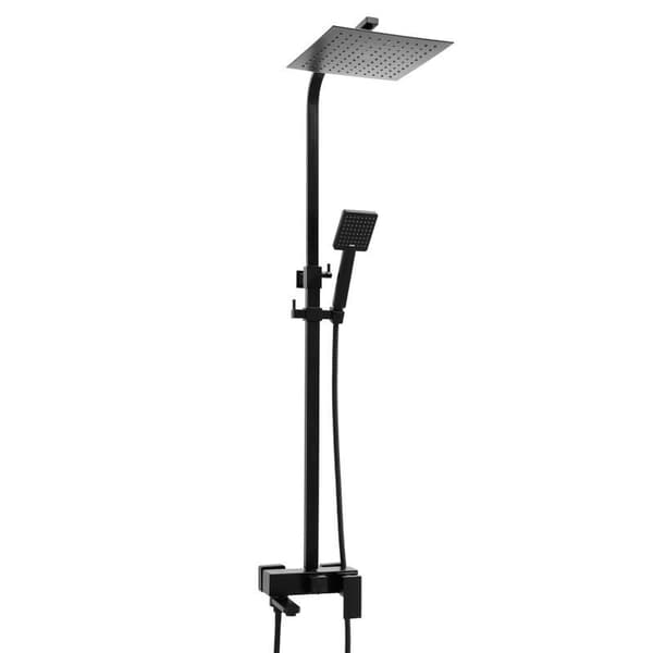 Badekararmatur sort | 25 cm regnbruser | håndbruser | keramisk greb