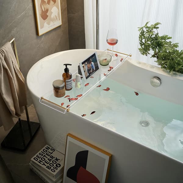 Badekarshylde transparent 80 cm | akrylmateriale | gulddetaljer