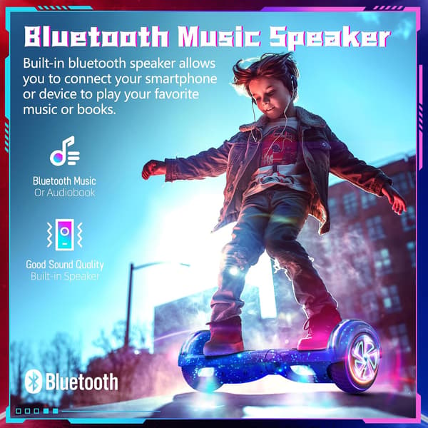 Hoverboard 6.5" | Bluetooth | LED-lys | Starry Night Blue | Oplyste motorer