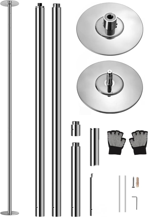 Dansstång 45mm | rostfritt stål | silver | snurrfunktion | 2,24m