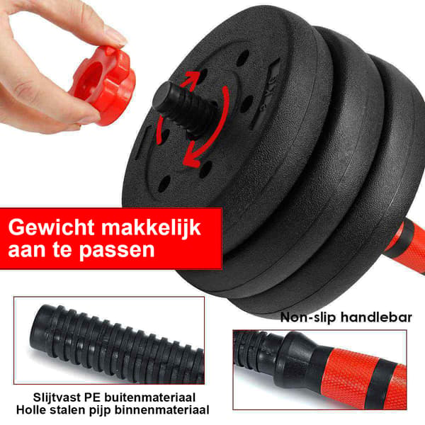 Håndvægtsæt 30 kg | justerbart | sorte vægtskiver | komposit | styrketræning