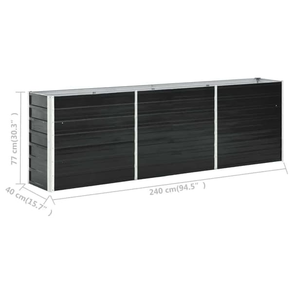 Højbed antracit 240x40x77 cm | galvaniseret stål | rektangulær
