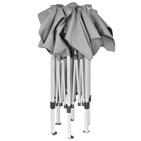 Partytält hexagonalt grått | 3,6x3,1 m | hopfällbart | stål | polyester
