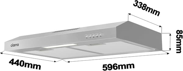 CIARRA CBCS6903D A+ 60cm Underskåpsfläkt, Rostfritt Stål, Silver