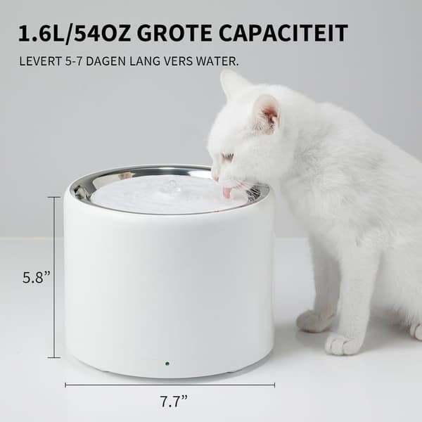 Vandfontæne 1.8L i rustfrit stål | trådløs pumpe | smart tilbehør