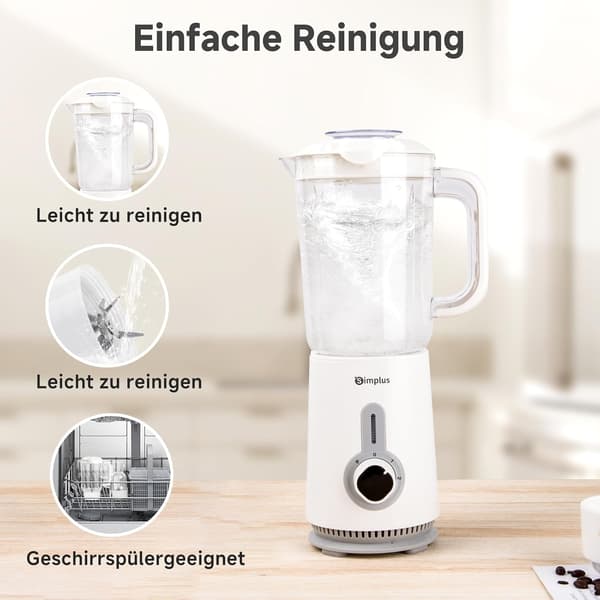 Foodprocessor til smoothies & kød | 1,25L, 500ml & 300ml | 3 hastigheder | Rustfri design