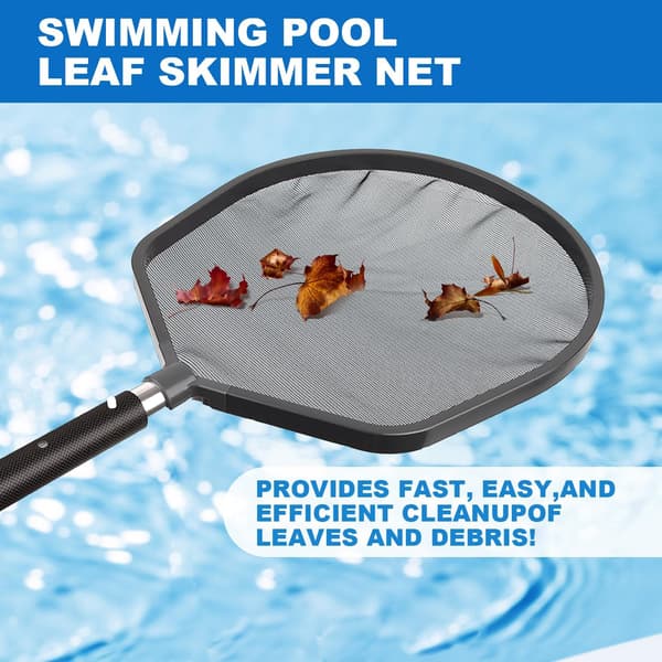 Poolskimmernet finmasket | teleskopisk | til pool og havedam | sort