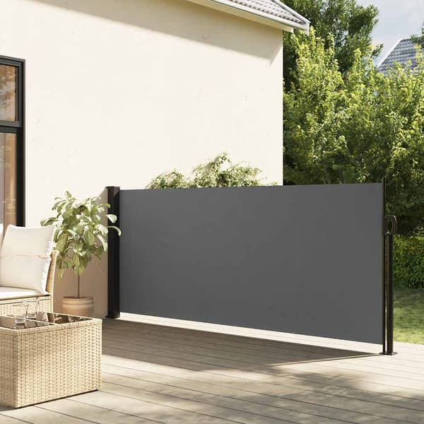 Sidemarkise antracit | 120x600 cm | udtrækkelig | polyester | UV-resistent
