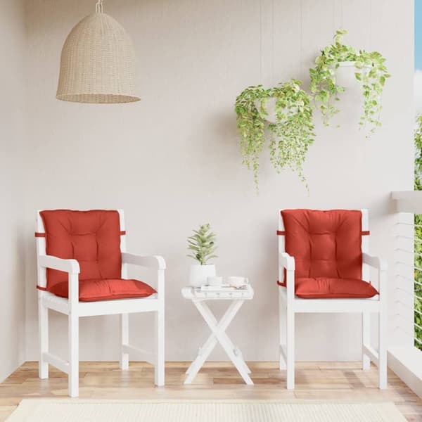Utekuddar 2-pack | melerad röd | 100x50x7 cm | låg rygg | polyester