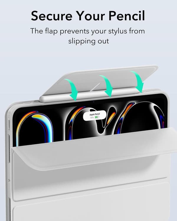 Surfplattefodral magnetiskt | Vit | iPad Pro 13 (2024) | Tri-Fold